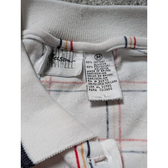 VTG Jason Maxwell 80s Women's Polo Shirt Multi Color Pastel Preppy Tennis M - Picture 2 of 4